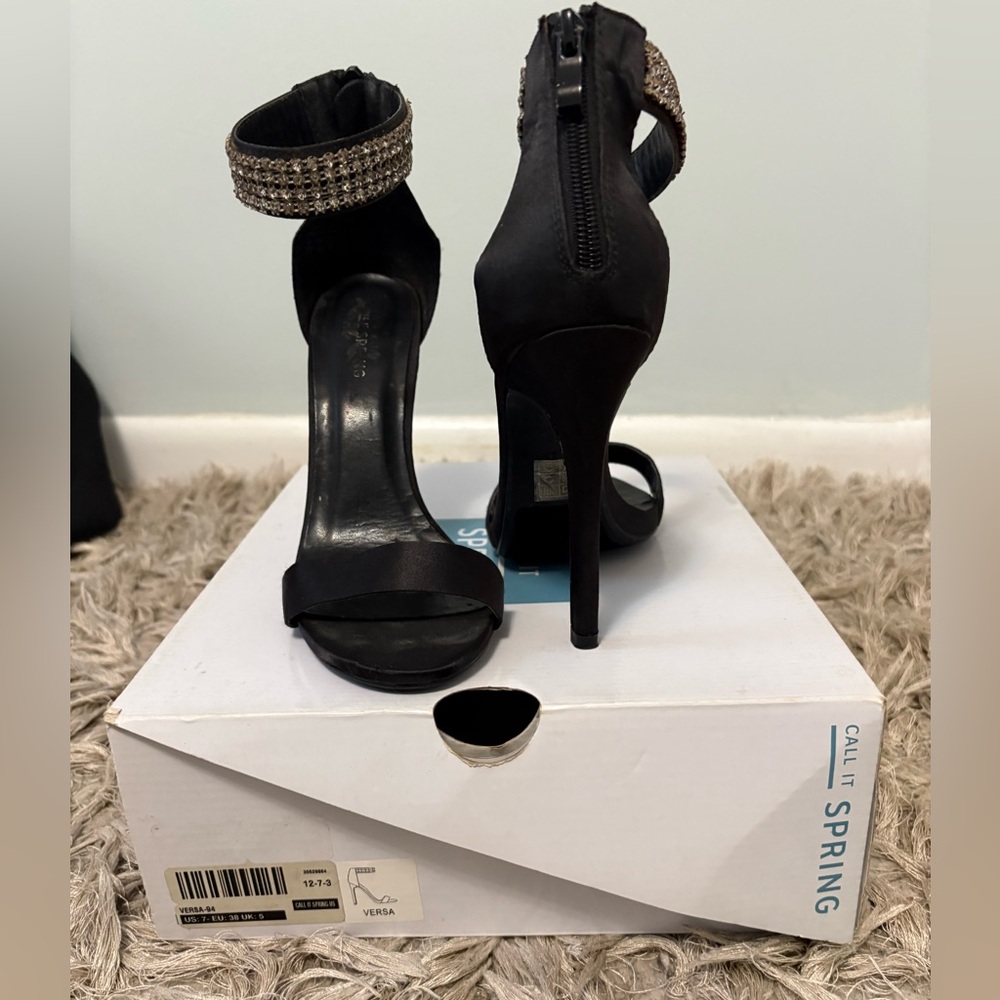 Call It Spring Women's Elegant Black Heels with rhinestones